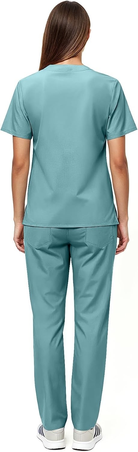 image:imageNatural Uniforms Womens Scrub Set Medical Tops and Pants PewterMisty