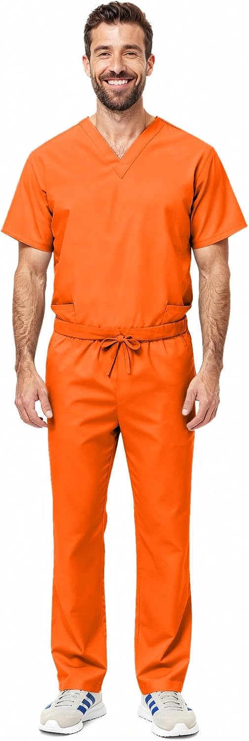 image:imageNatural Uniforms Womens Scrub Set Medical Tops and Pants PewterOrange
