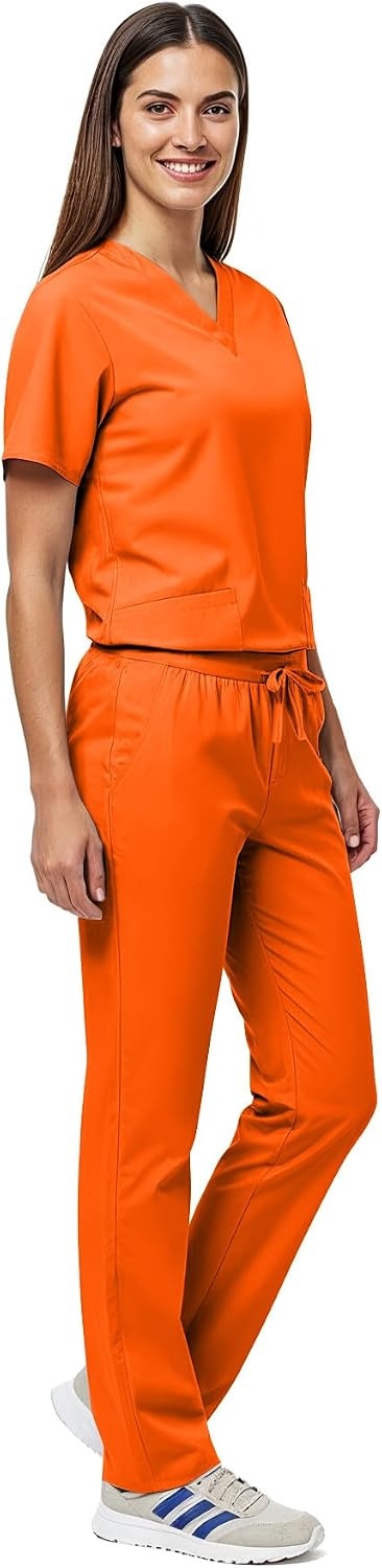 image:imageNatural Uniforms Womens Scrub Set Medical Tops and Pants PewterOrange