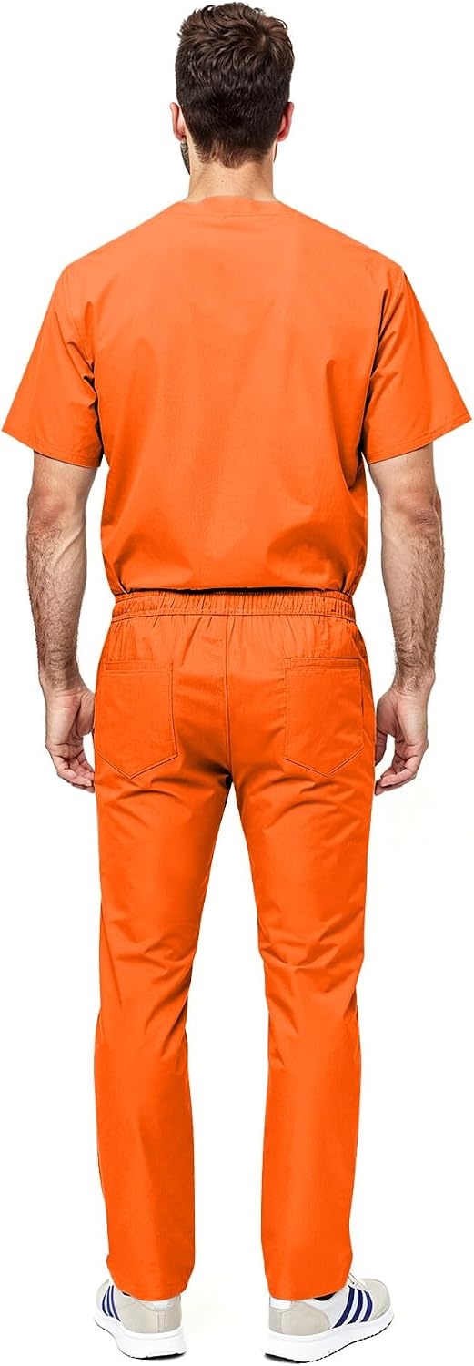 image:imageNatural Uniforms Womens Scrub Set Medical Tops and Pants PewterOrange