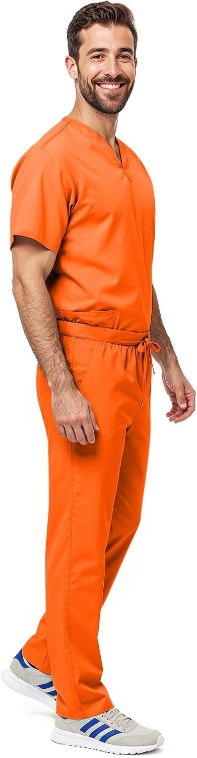 image:imageNatural Uniforms Womens Scrub Set Medical Tops and Pants PewterOrange