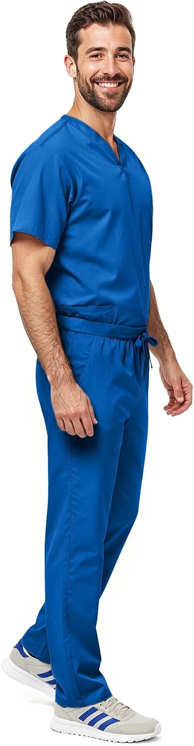 image:imageNatural Uniforms Womens Scrub Set Medical Tops and Pants PewterRoyal Blue