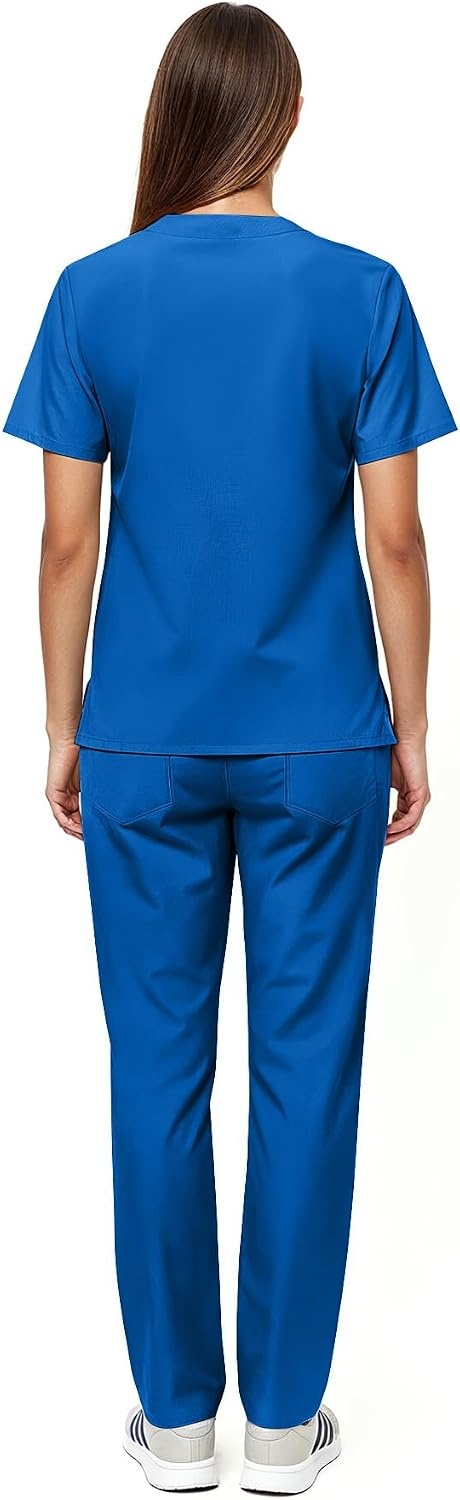 image:imageNatural Uniforms Womens Scrub Set Medical Tops and Pants PewterRoyal Blue