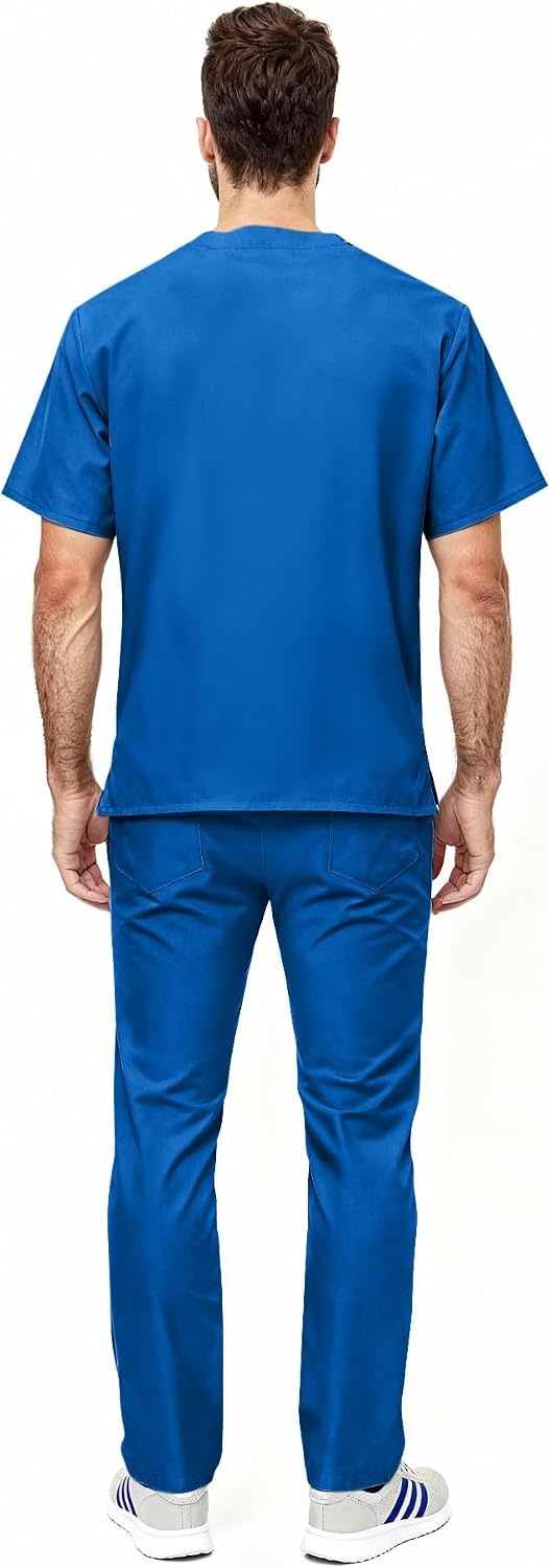 image:imageNatural Uniforms Womens Scrub Set Medical Tops and Pants PewterRoyal Blue