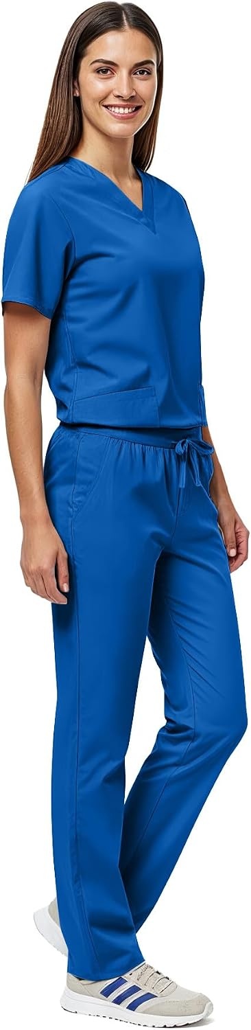 image:imageNatural Uniforms Womens Scrub Set Medical Tops and Pants PewterRoyal Blue