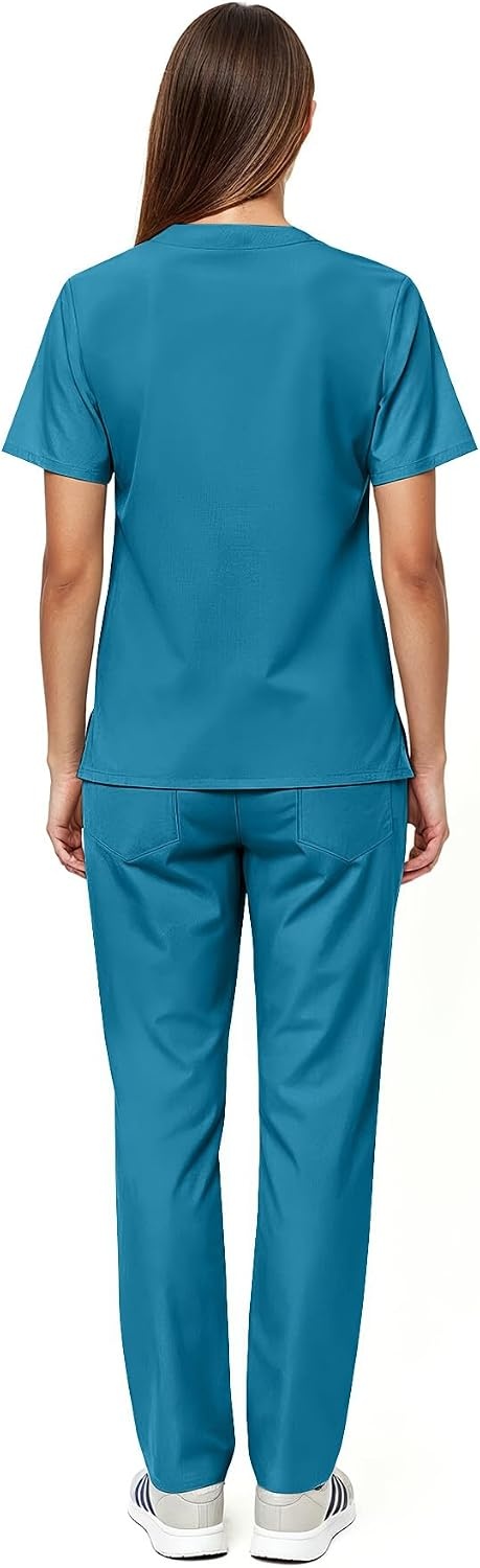 image:imageNatural Uniforms Womens Scrub Set Medical Tops and Pants PewterTeal