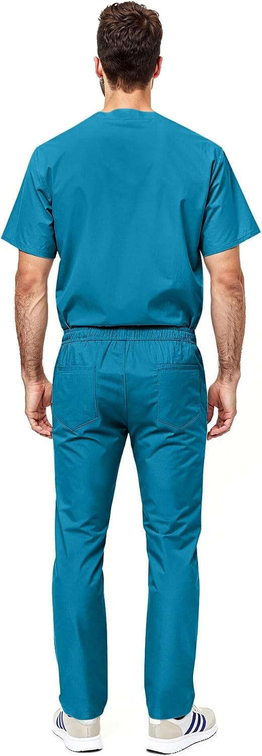 image:imageNatural Uniforms Womens Scrub Set Medical Tops and Pants PewterTeal