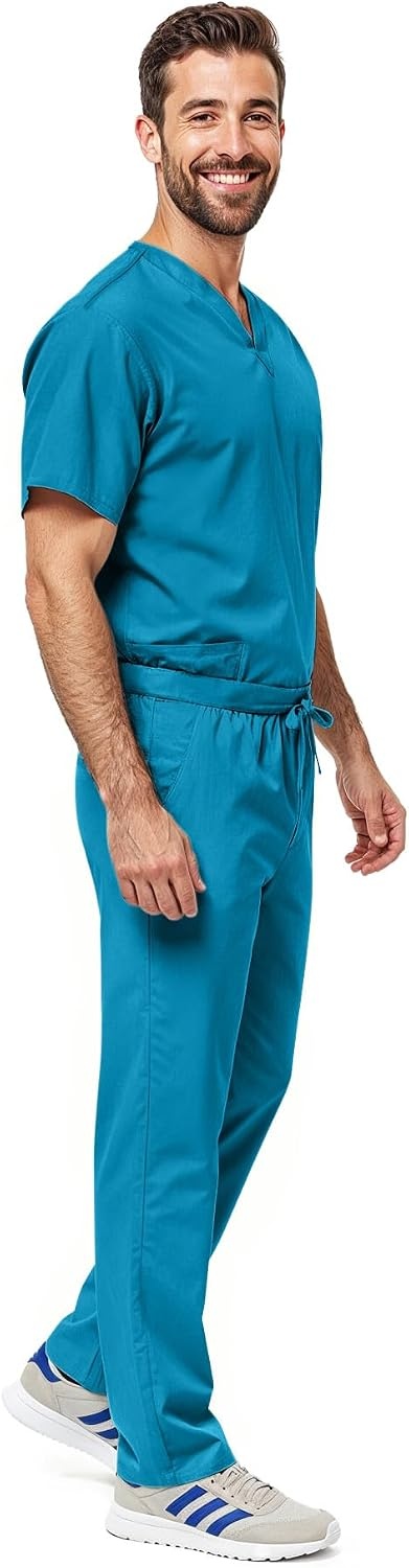 image:imageNatural Uniforms Womens Scrub Set Medical Tops and Pants PewterTeal