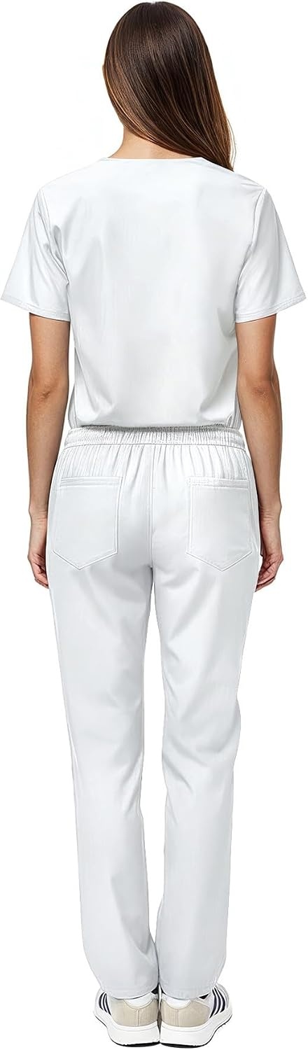 image:imageNatural Uniforms Womens Scrub Set Medical Tops and Pants PewterWhite