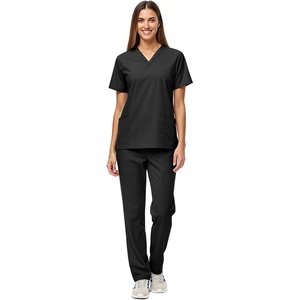 Natural Uniforms Women’s Scrub Set Medical Tops and Pants Pewter(Black)