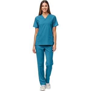 Natural Uniforms Women’s Scrub Set Medical Tops and Pants Pewter(Teal)